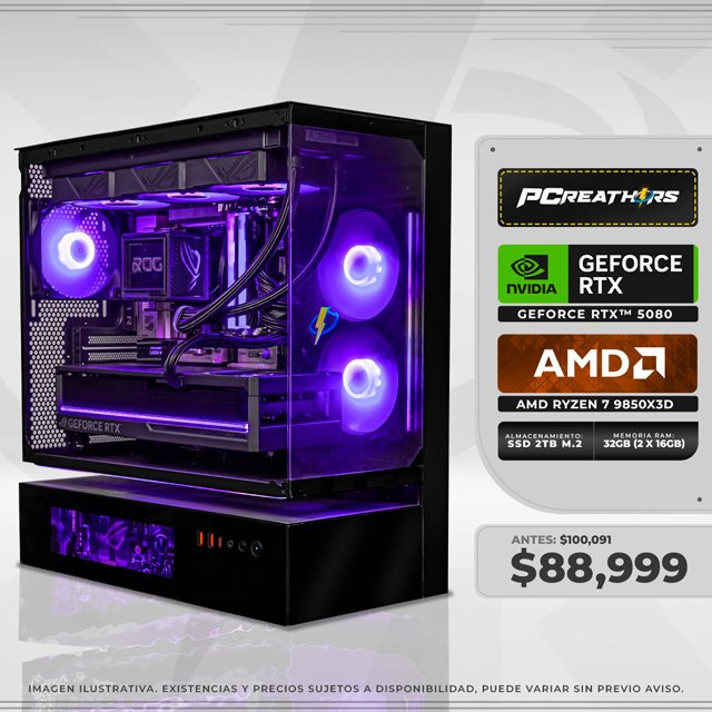 PCRB094 - Equipo AMD Ryzen 7 9850X3D + 32GB (2x16GB) + GeForce RTX 5080