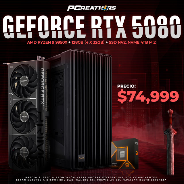 PCRA562 - EQUIPO AMD Ryzen 9 9950X + 128GB (4 x 32GB) + GeForce RTX 5080