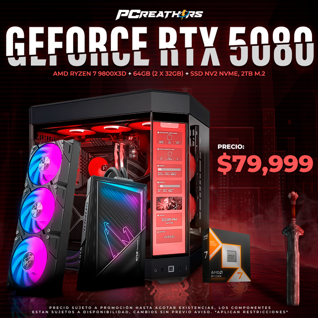 PCRA563 - EQUIPO AMD Ryzen 7 9800X3D + 64GB (2 x 32GB) + Geforce RTX 5080
