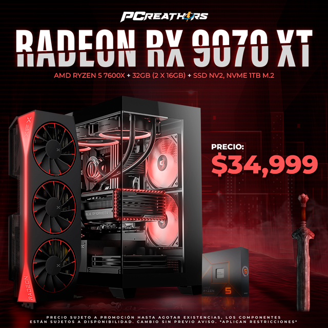 PCRA575 - EQUIPO AMD Ryzen 5 7600X + 32GB (2 x 16GB) + Radeon RX 9070XT