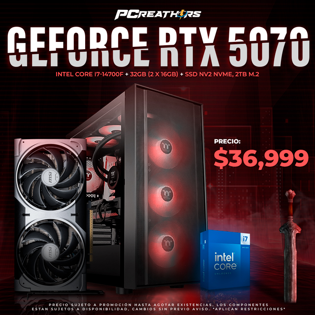 PCRA578 - EQUIPO Intel Core i7-14700F + 32GB (2 x 16GB) + GeForce RTX 5070