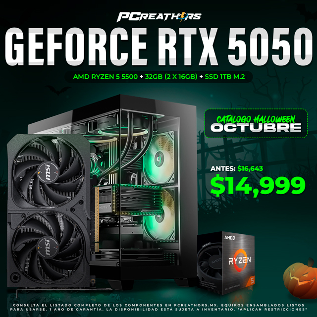 PCRA683 - Equipo AMD Ryzen 5 5500 + 32GB (2 x 16GB) + GeForce RTX 5050
