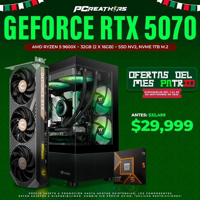 PCRA690 - Equipo AMD Ryzen 5 9600X + 32GB - 2 x 16GB + GeForce RTX 5070