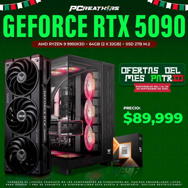 PCRA715 - Equipo AMD Ryzen 9 9950X3D + 64GB - 2 x 32GB + GeForce RTX 5090