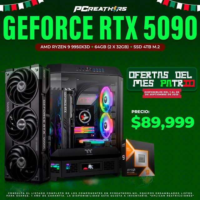 PCRA738 - EQUIPO AMD Ryzen 9 9950X3D + 64GB (2 x 32GB) + GeForce RTX 5090