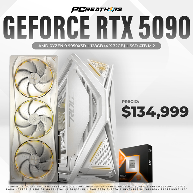 PCRA804 - Equipo AMD Ryzen 9 9950X3D + 128GB - 4 x 32GB + GeForce RTX 5090