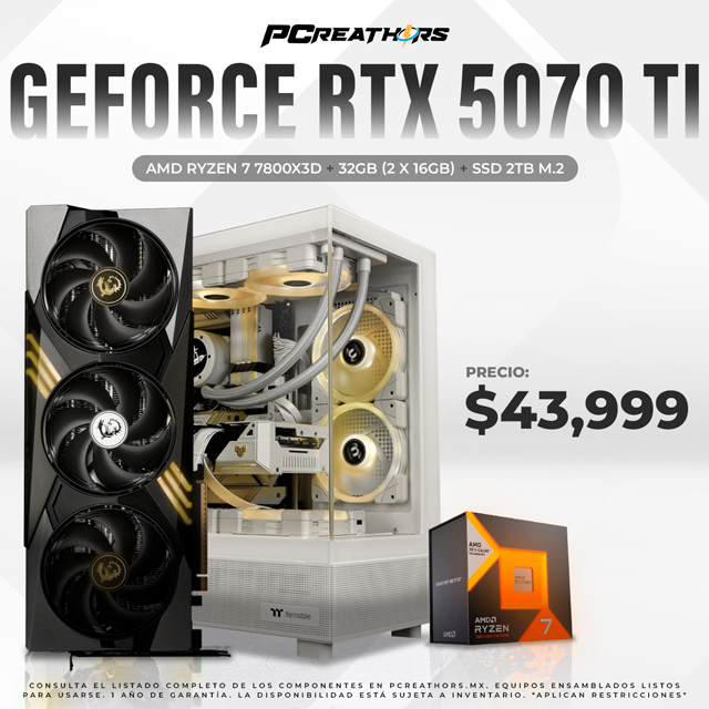 PCRA806 - EQUIPO AMD Ryzen 7 7800X3D + 32GB ( 2x16GB ) + GeForce RTX 5070 Ti