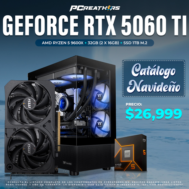 PCRA819 - Equipo AMD Ryzen 5 9600X + 32GB - 2 x 16GB + GeForce RTX 5060 Ti