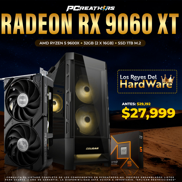 PCRA877 - Equipo AMD Ryzen 5 9600X + 32GB - 2 x 16GB + Radeon RX 9060 XT