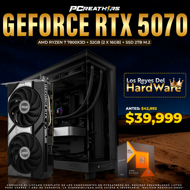 PCRA883 - Equipo AMD Ryzen 7 7800X3D + 32GB - 2 x 16GB + GeForce RTX 5070