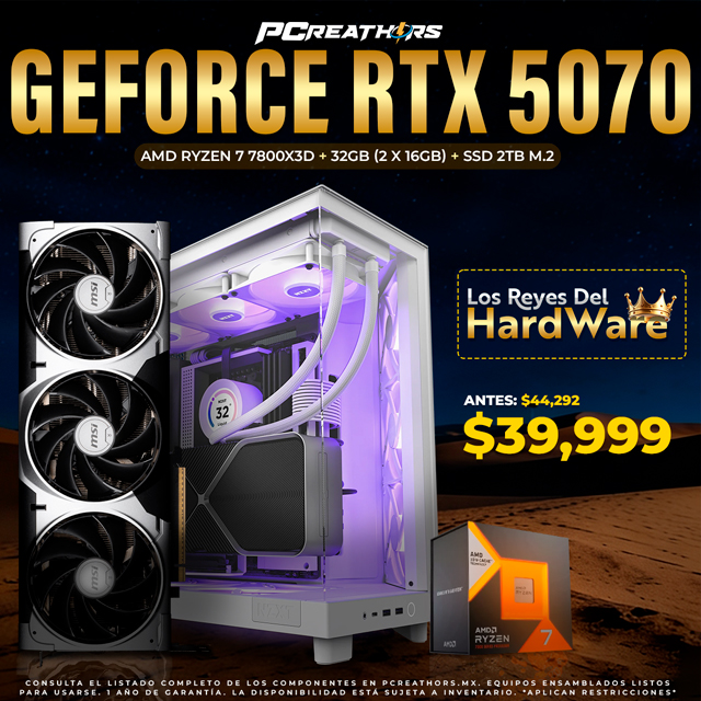 PCRA884 - Equipo AMD Ryzen 7 7800X3D + 32GB - 2 x 16GB + GeForce RTX 5070