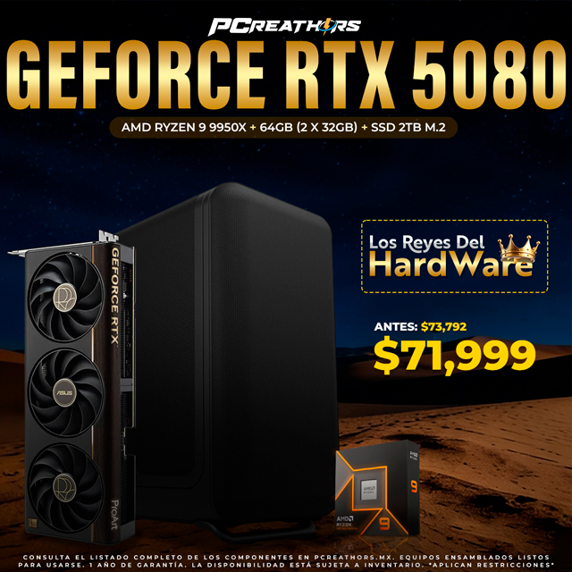 PCRA892 - Equipo AMD Ryzen 9 9950X + 64GB (2 x 32GB) + GeForce RTX 5080