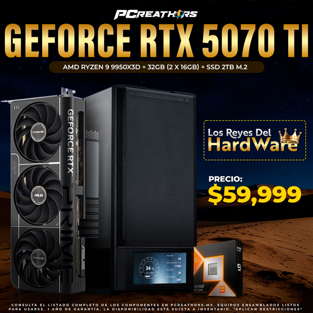 PCRA900 - Equipo AMD Ryzen 9 9950X3D + 32GB - 2 x 16GB + GeForce RTX 5070 Ti