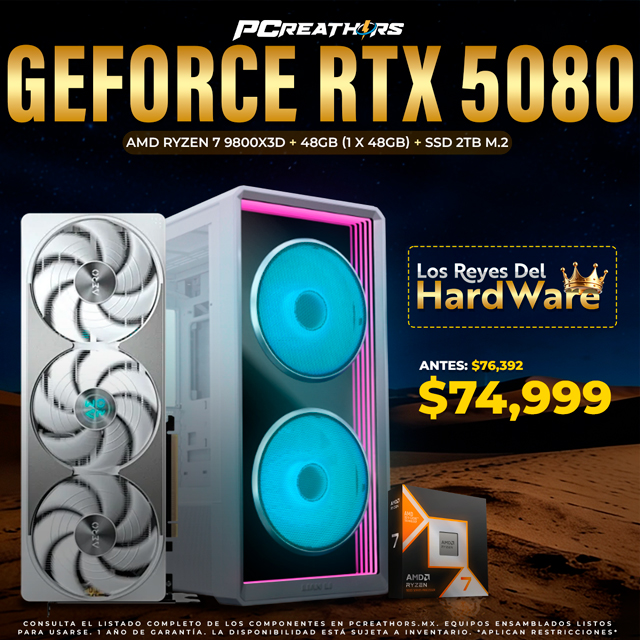 PCRA902 - Equipo AMD Ryzen 7 9800X3D + 48GB RAM + GeForce RTX 5080