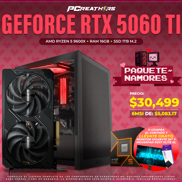 PCRA910 - Equipo AMD Ryzen 5 9600X + 16GB RAM + GeForce RTX 5060 Ti