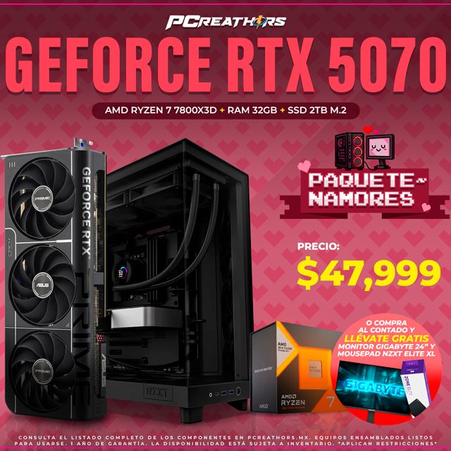 PCRA918 - Equipo AMD Ryzen 7 7800X3D + 32GB RAM + GeForce RTX 5070