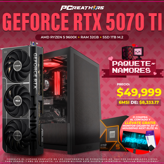 PCRA919 - Equipo AMD Ryzen 5 9600X + 32GB RAM + GeForce RTX 5070 Ti