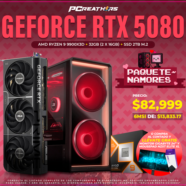 PCRA928 - Equipo AMD Ryzen 9 9900X3D + 32GB (2 x 16GB) + GeForce RTX 5080