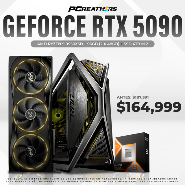 PCRA984 - Equipo AMD Ryzen 9 9950X3D +  96GB (2x48GB) + GeForce RTX 5090