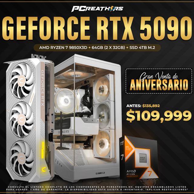 PCRB027 - EQUIPO AMD Ryzen 7 9850X3D + 64GB (2x32GB) + GeForce RTX 5090 Crimson Desert™