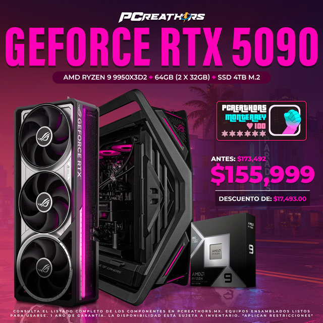 PCRB062 - EQUIPO AMD Ryzen 9 9950X3D2 + 64GB (2x32GB + GeForce RTX 5090
