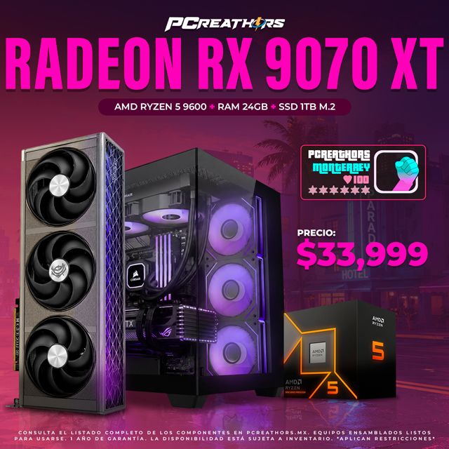 PCRB065 - EQUIPO AMD Ryzen 5 9600 + RAM 24GB + Radeon RX 9070 XT