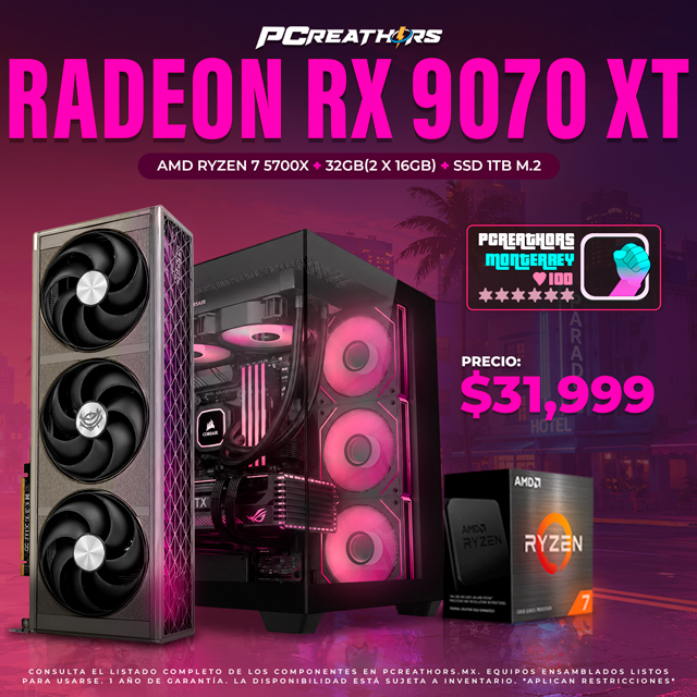PCRB066 - EQUIPO AMD Ryzen 7 5700X + 32GB (2x16GB) + Radeon RX 9070 XT