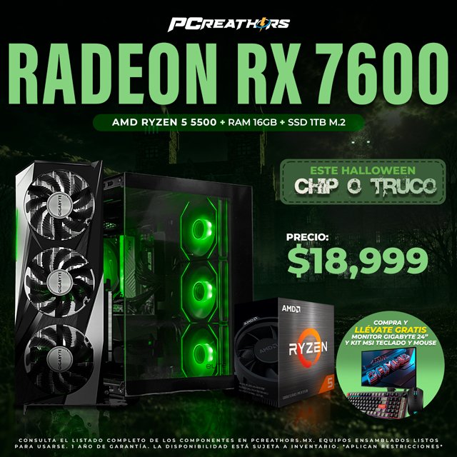 PCRB071 - Equipo AMD Ryzen 5 5500 + 16GB RAM + Radeon RX 7600