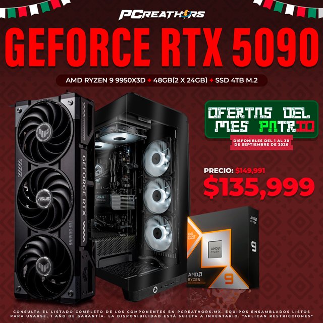 PCRB119 - Equipo AMD Ryzen 9 9950X3D + 48GB (2x24GB) + GeForce RTX 5090