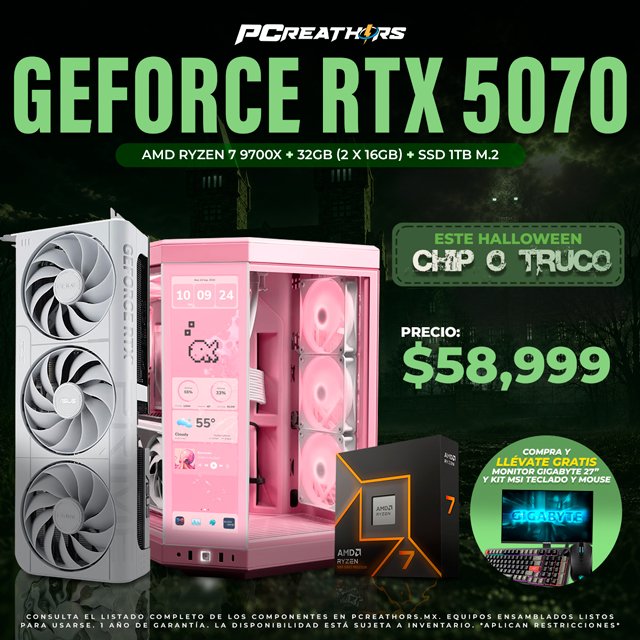 PCRB131 - Equipo AMD Ryzen 7 9700X + 32GB (2x16GB) + GeForce RTX 5070