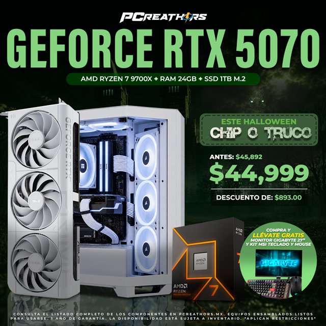 PCRB148 - Equipo AMD Ryzen 7 9700X + 24GB RAM + GeForce RTX 5070