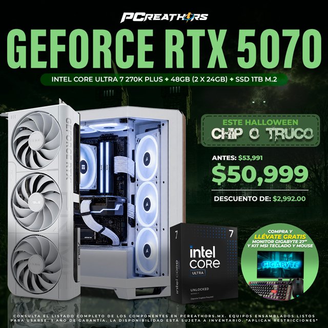 PCRB151 - Equipo Intel Core Ultra 7 270K PLUS + 48GB (2x24GB) + GeForce RTX 5070
