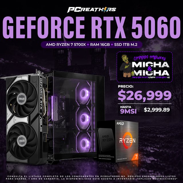 PCRB160 - Equipo AMD Ryzen 7 5700X + 16GB RAM + GeForce RTX 5060