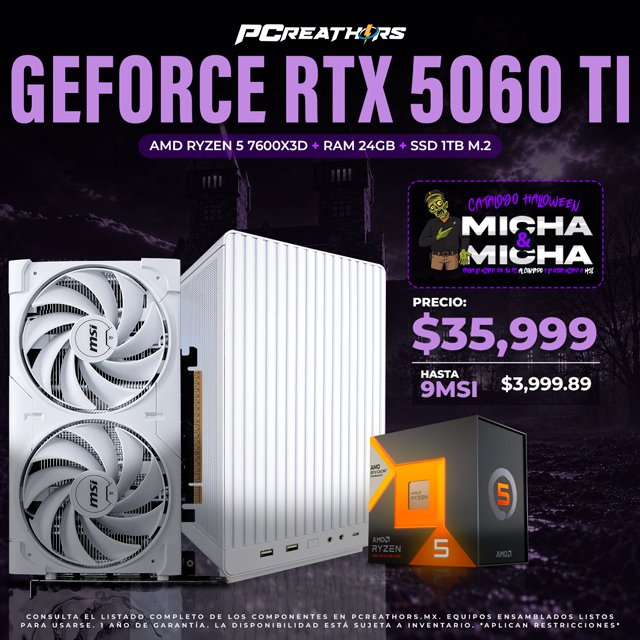 PCRB165 - Equipo AMD Ryzen 5 7600X3D + 24GB RAM + GeForce RTX 5060 Ti 