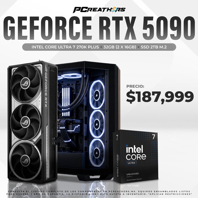 PCRB179 - EQUIPO Intel Core Ultra 7 270K Plus + 32GB (2x16GB) + ROG Astral GeForce RTX 5090