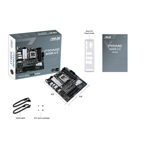 Tarjeta Madre ASUS Prime B650M-A II, Micro-ATX, Socket AM5, AMD B650, 128GB DDR5, HDMI/DP para AMD