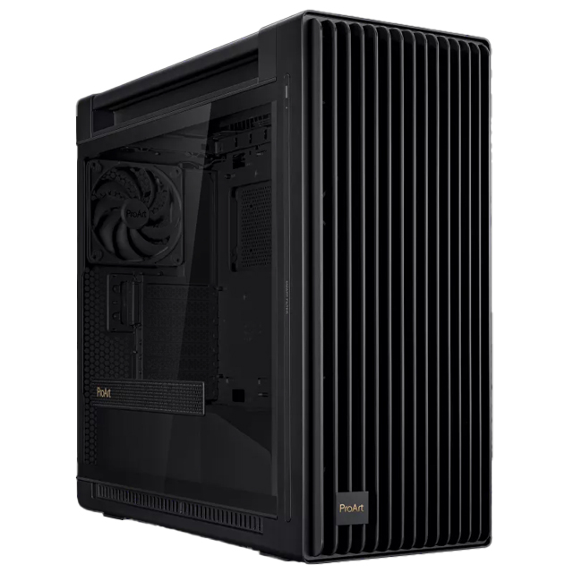 Gabinete ASUS ProArt PA602 con Ventana, Midi Tower, ATX/DTX/EATX/micro ATX/Mini-DTX/Mini-ITX, USB 3.2, sin Fuente, 3 Ventiladores Instalados, Negro
