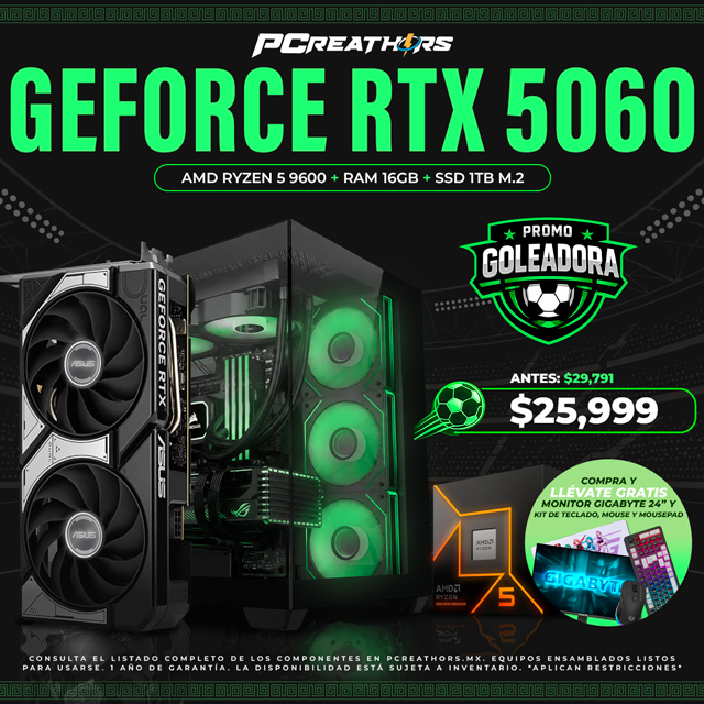 PF005 - Equipo AMD Ryzen 5 9600 + 16GB RAM + GeForce RTX 5060