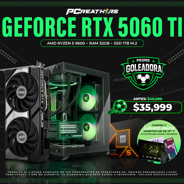 PF006 - Equipo AMD Ryzen 5 9600 + 32GB RAM + GeForce RTX 5060 Ti