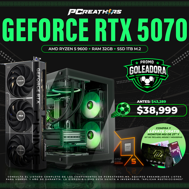PF007 - Equipo AMD Ryzen 5 9600 + 32GB RAM + GeForce RTX 5070