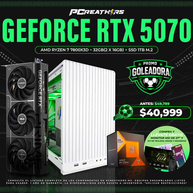 PF008 - Equipo AMD Ryzen 7 7800X3D + 32GB (2X16GB) + GeForce RTX 5070