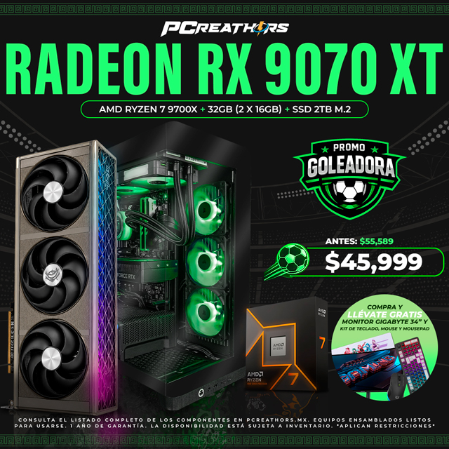 PF014 - Equipo AMD Ryzen 7 9700X + 32GB - 2 x 16GB + Radeon RX 9070 XT