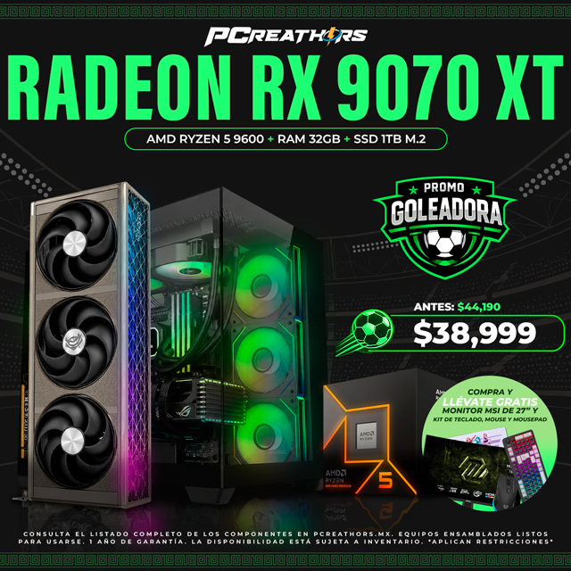 PF021 - Equipo AMD Ryzen 5 9600 + 32GB RAM + Radeon RX 9070 XT