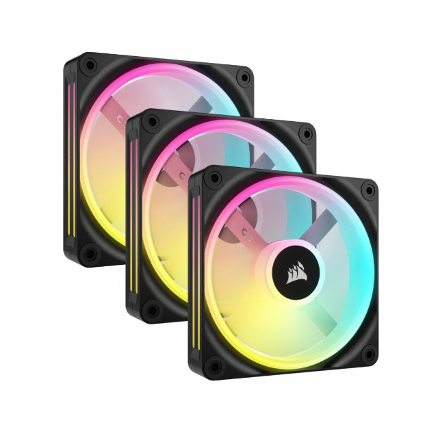 Ventilador Corsair iCUE Link QX120 RGB, 120mm, 480 - 2400RPM, Negro - 3 Piezas