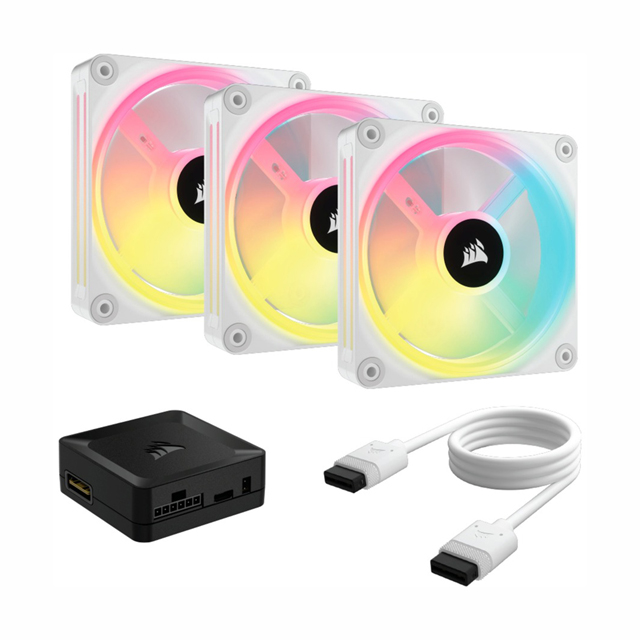 Ventilador Corsair iCUE Link QX120 RGB, 120mm, 480 - 2400RPM, Blanco - 3 Piezas