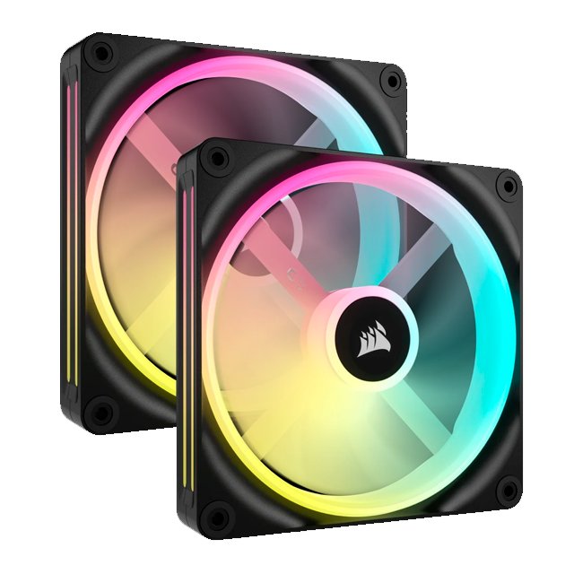 Ventilador Corsair iCUE LINK QX140 RGB, 140mm, 400 - 2000RPM, Negro - 2 Piezas 