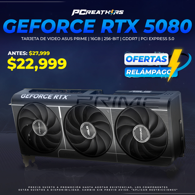 Tarjeta de Video ASUS NVIDIA PRIME GeForce RTX 5080, 16GB 256-bit GDDR7, PCI Express 5.0 - OFERTA RELÁMPAGO