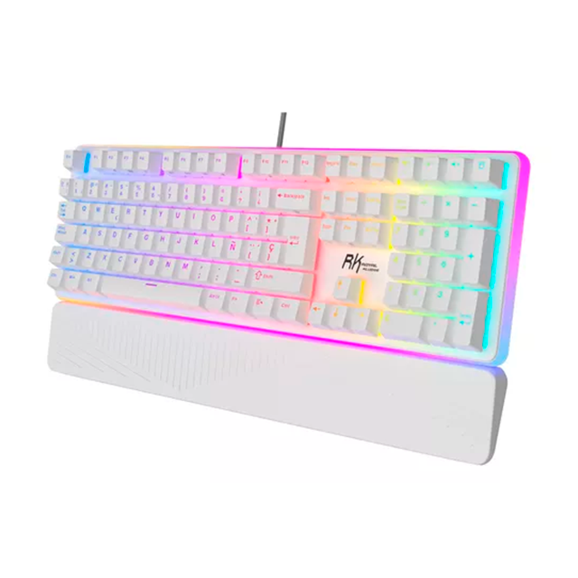 RK Royal Kludge RK918WH Teclado Gamer, 100% RGB retroiluminado teclado mecánico color Blanco