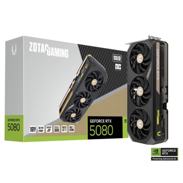Tarjeta de Video Zotac NVIDIA GeForce RTX 5080 Solid OC, 16GB 256-bit GDDR7, PCI Express x16 5.0 