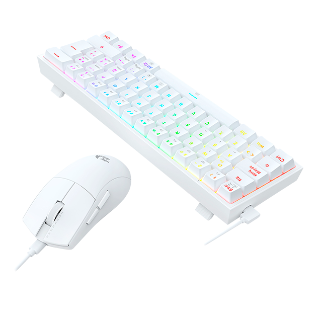 Kit Gamer de Teclado y Mouse S143W: Redragon Fizz K617 RGB + Redragon King M724, Alámbrico, USB, Blanco (Español)